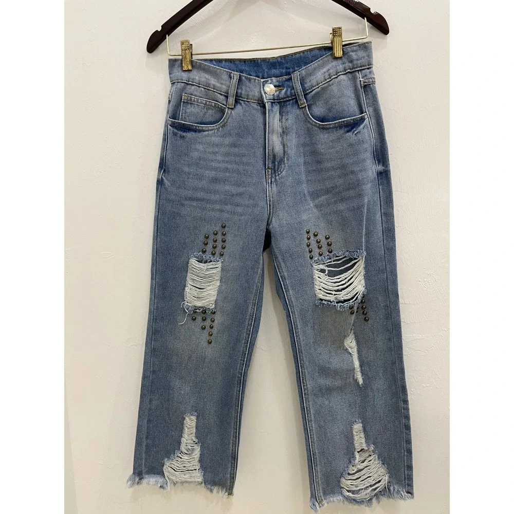 Vocal distressed studded